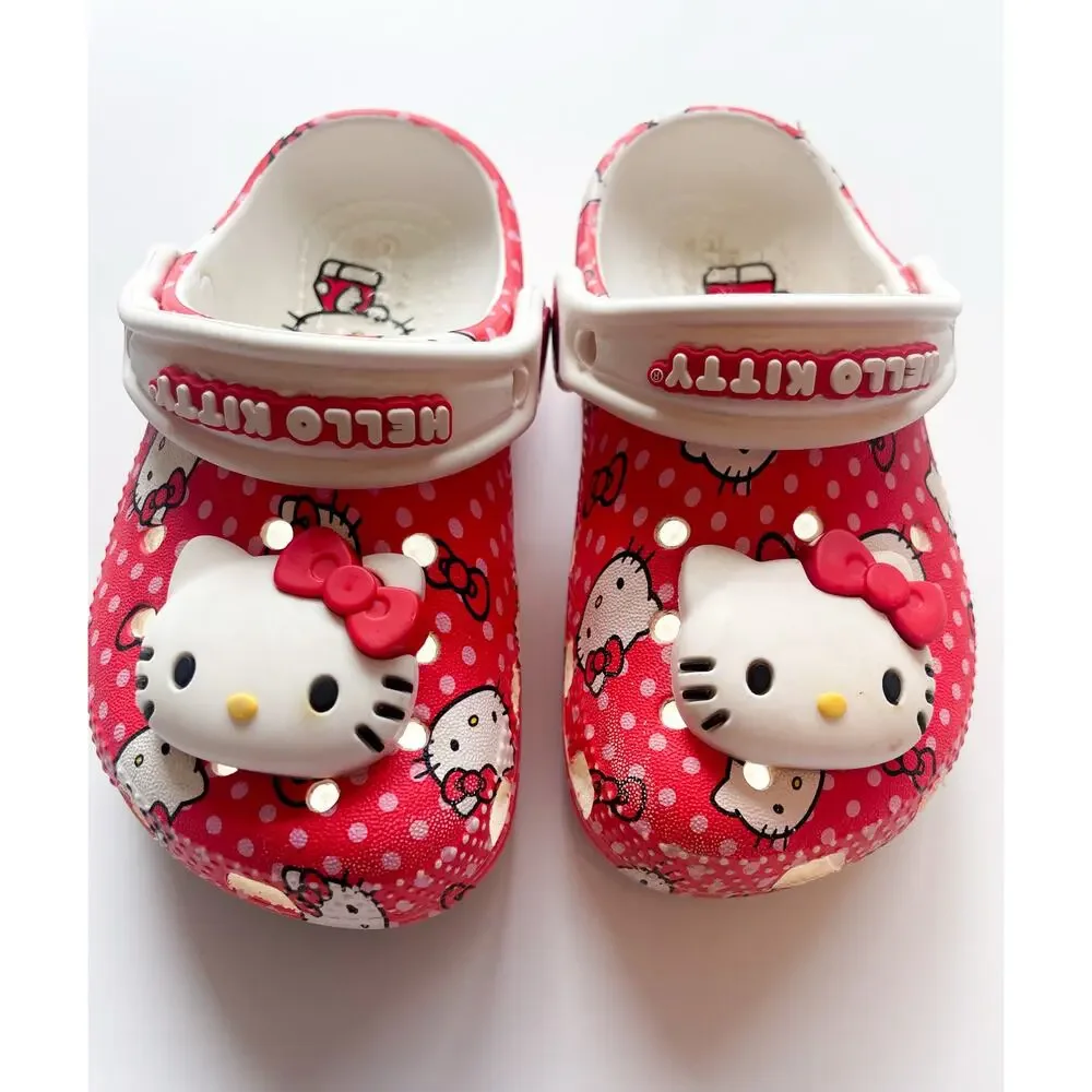 Toddler Girl's Hello Kitty Red and White Crocs Size 7